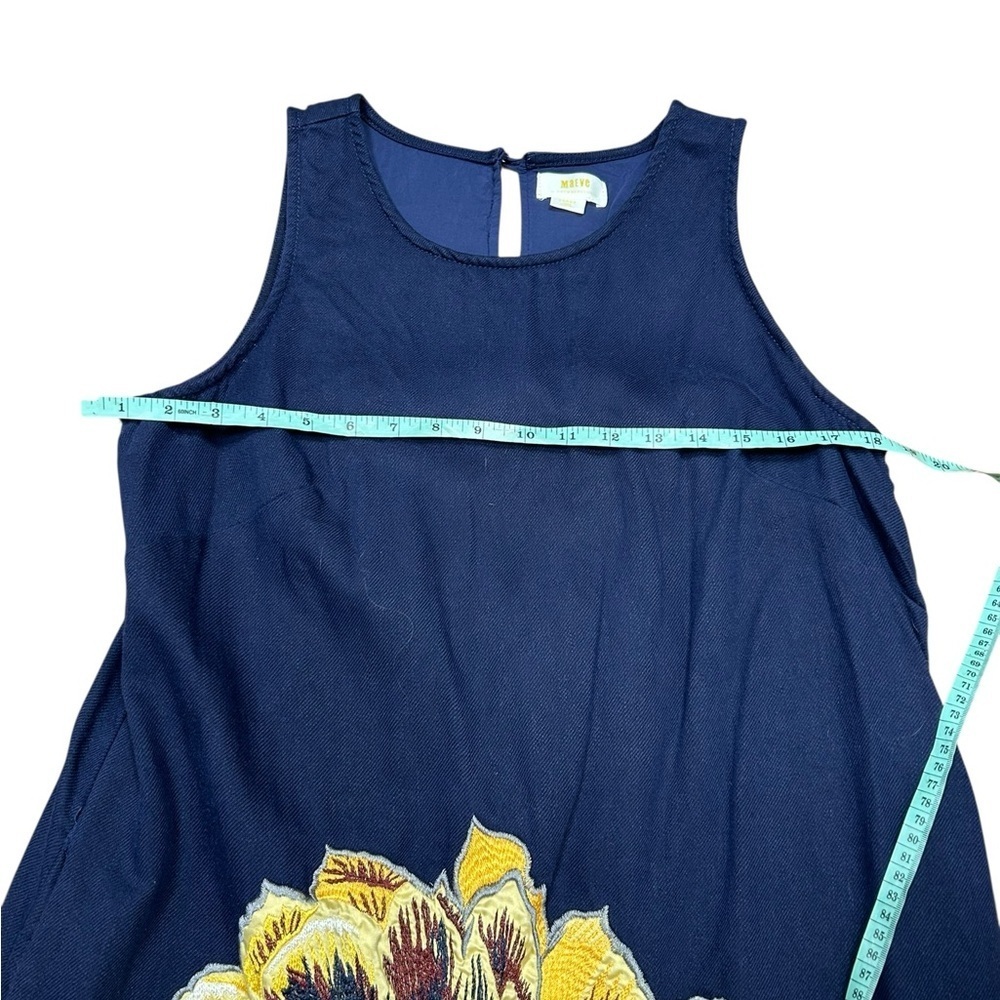 Anthropologie Maeve Posie blue floral embroidered shift dress size large linen - Picture 11 of 11